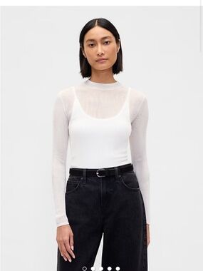 NWT Gap high neck sheer sweater in ivory, size M